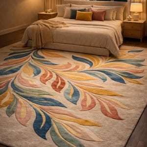 Hand Tufted Wool Rug, Modern Floral Abstract Rug, Handmade Carpet rug for Living room, Bedroom, Nursery, Entryway, Office Area rug 8x10 9x12