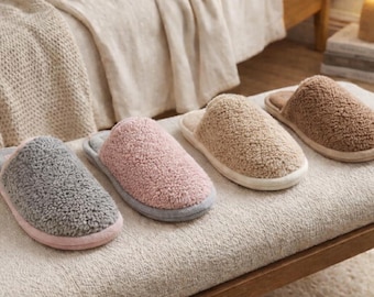 Women’s Cozy Sherpa Slippers, Soft Plush Fleece House Shoes, Warm Indoor Slip-On Slippers for Home