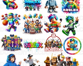 Roblox PNGクリップアートバンドル、ゲームグラフィックPNG、Robloxキャラクター、デジタルダウンロード、DIY誕生日パーティー、子供向けゲームデザイン