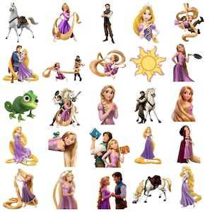 Tangled Mega PNG Bundle, Rapunzel Clipart, Pascal PNG, Princess Tangled Clipart Set, Transparent Background PNG, Sublimation Design