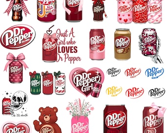 Pepper PNG Bundle, Soda Drink PNG, Vintage Soft Drink Clipart, Retro Getränkedesign, Sublimation PNG, Transparenter Hintergrund