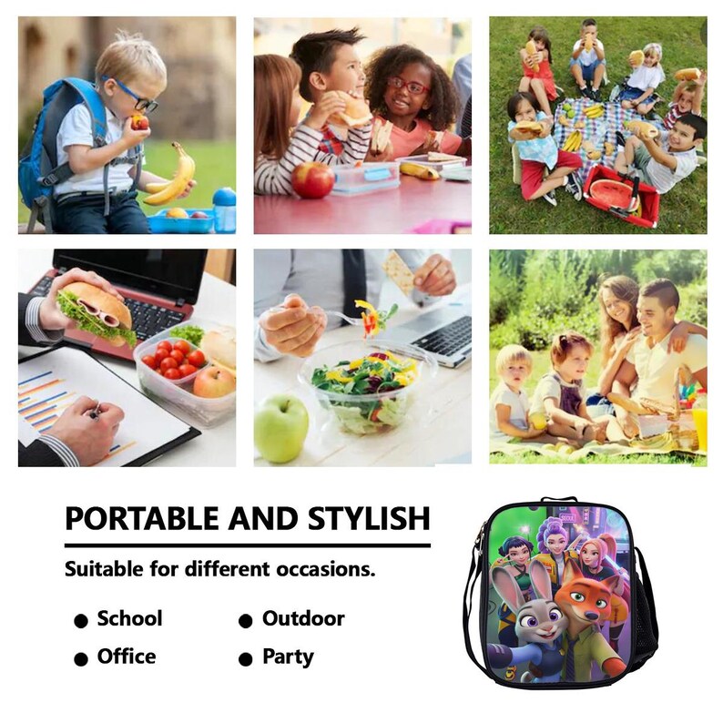 K-Pop Demon Hunters x Zootopia 2 Backpack Set | Kids Cartoon School Backpack Lunch Bag Pencil Case | Anime Animal Oxford Cloth Combo image 6