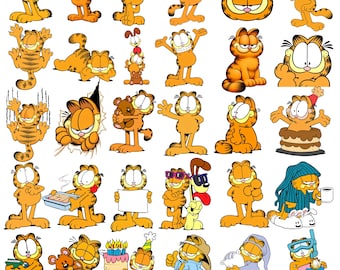 Garfield PNG Bundle, Garfield Clipart PNG, Cartoon Katze Sublimationsdesigns, lustige orange Katze PNGs, digitaler Download Bundle, 30 PNGs