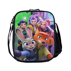 K-Pop Demon Hunters x Zootopia 2 Backpack Set | Kids Cartoon School Backpack Lunch Bag Pencil Case | Anime Animal Oxford Cloth Combo image 2