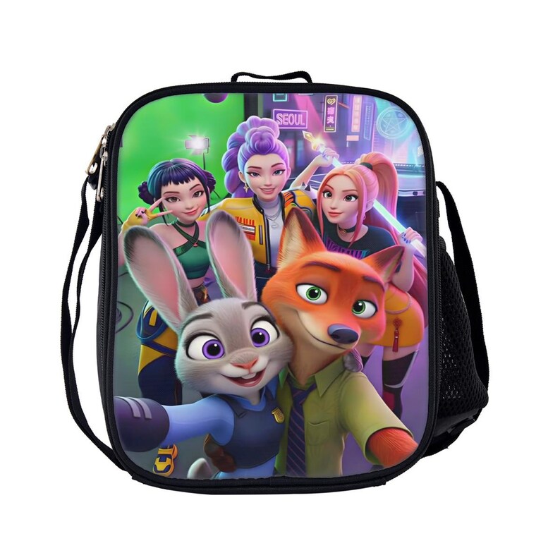 K-Pop Demon Hunters x Zootopia 2 Backpack Set | Kids Cartoon School Backpack Lunch Bag Pencil Case | Anime Animal Oxford Cloth Combo image 2