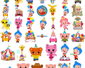 Plim Plim PNG Bundle, süße Clown Cartoon Clipart, Sublimationsdesign für Kinder Charakter, digitaler Download, Aufkleber, Shirt Druck PNG