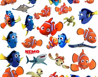 Findet Nemo & Dory PNG Bundle, süßer Clownfisch und Blauer Tang Fisch Clipart, Ozean Cartoon Fisch PNG, Kinder Shirt Design, Sublimation