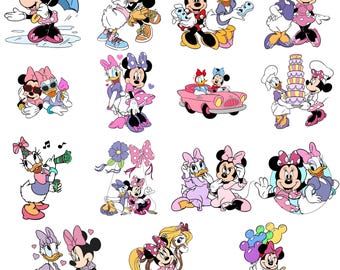 Minnie Maus Daisy Duck PNG Bundle, Disney Friends Clipart, Zeichentrickfiguren PNG, Sublimationsdesign, Shirt Druck, Sofort Download