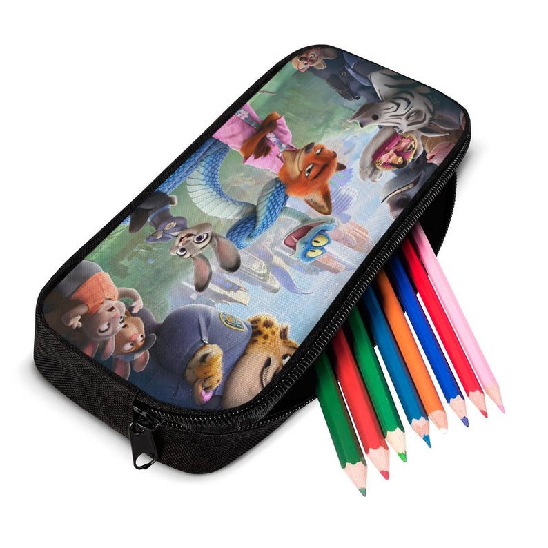 Conjunto de Mochila Zootopia 2 para Crianças | Mochila Escolar com Desenho de Animais, Lancheira e Estojo | Conjunto Leve em Tecido Oxford imagem 8