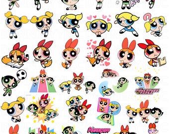 Powerpuff Girls PNG Bundle, Powerpuff Clipart Images, Cartoon PNG Files, Transparent Background, Digital Download, Instant Download