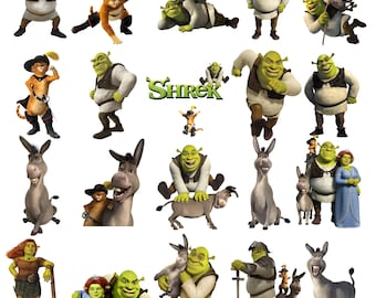 Paquete PNG de Shrek, descarga instantánea, imágenes prediseñadas de Shrek, dibujos PNG de ogros, gráficos para fiesta de cumpleaños de Shrek, scrapbooking digital, arte imprimible