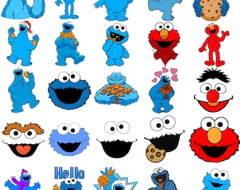 Cookie Monster PNG Bundle, Sesamstraße Charakter Clipart, süßes blaues Monster PNG, Cartoon Sublimationsdesign, Aufkleber, digitaler Download