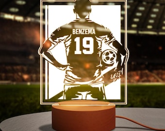 Benutzerdefinierte Fußball Nachtlicht Name Nummer, Fußball Lampe Geschenk, WM LED Licht, personalisierte Fußball Dekor, Kinderzimmer Sport Geschenk Lampe