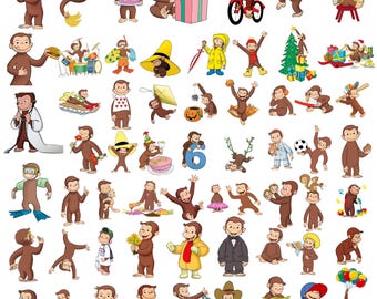 Curious George inspiriert PNG, niedlicher Baby Affe Clipart, Cartoon Affe PNG, Kinder T-Shirt Design, digitaler Download