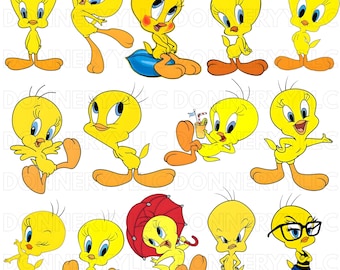 Süßer Piety Vogel, PNG-Bundle,Tweety Clipart-Bilder, Zeichentrickfigur PNG, Transparenter Hintergrund, digitaler Download, Sofort Download