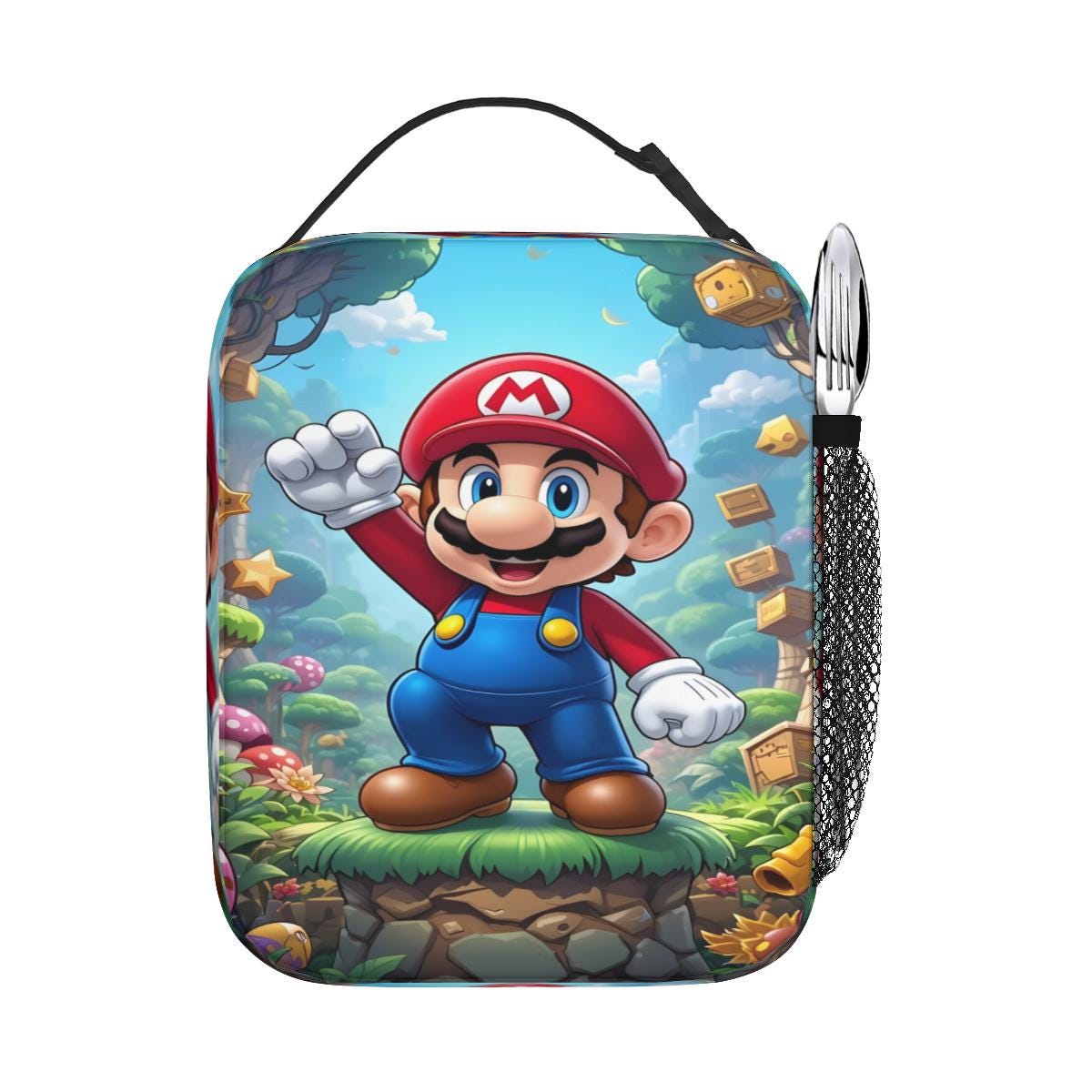 Discover Super Mario Lunch Bag for Kids, Mario Cartoon Lunch Box, Oxford Cloth Thermal Lunch Tote, Boys Girls School Lunch Bag