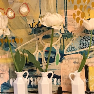 Tulips w/ Painting by Photographer/Artist Emily Gude - Photographic Print on Giclee on Fine Art Paper - 5x7 Unframed or Framed