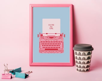Typewriter Cross Stitch Pattern, You're My Type, Valentine's Gift (PDF Pattern)