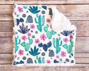 Security Blanket - Cactus Baby Blanket - Cactus Lovie - Cactus Lovey - Succulent Baby Blanket - Cactus Baby Bedding - Cactus Blanket Girl