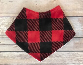 Baby Bandana Bib - Buffalo Plaid Bib - Buffalo Check Bib - Fall Baby Bib - Fall Baby Outfit - Buffalo Plaid Christmas - Christmas Baby Bib