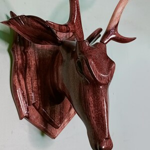 Handmade Mahogany Wooden Deer Head Wall Decor