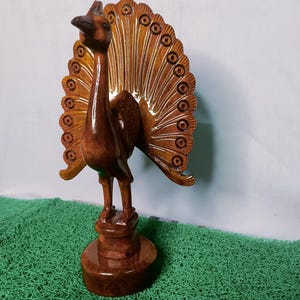 Handmade Mehogini Wooden Peacock Showpiece, Home Decor