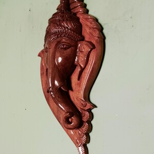 Handmade Wooden Ganesh Wall Hanging, Mehogini Wood Decor