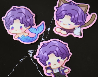 Rafayel Chibi Matte Vinyl Stickers Meerjungfrau Artsy Birb Abysswalker Kitty Cat Butler