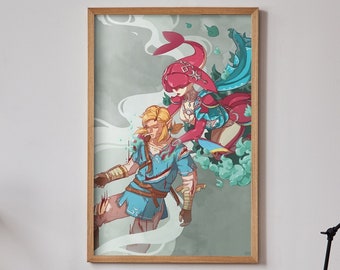 Mipha's Grace Kunstdruck - Legende von Zelda Breath of the Wild Zora Princess Link