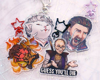 Baldur's Gate 3 Meme Keychain Acrylic Charms, Karlach, Astarion, Withers, Gale, Catstarion cat-astarion