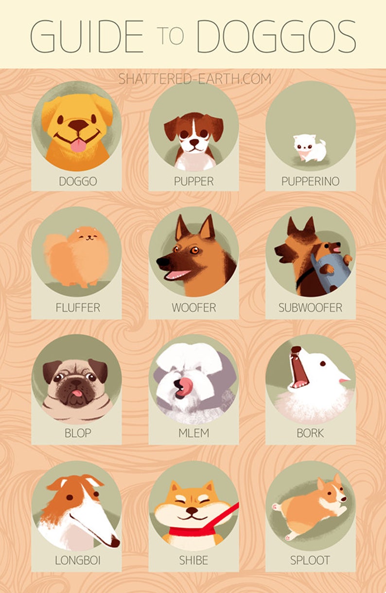 Guide to Doggos Doggo Poster Print With Puppers Fluffers Etsy