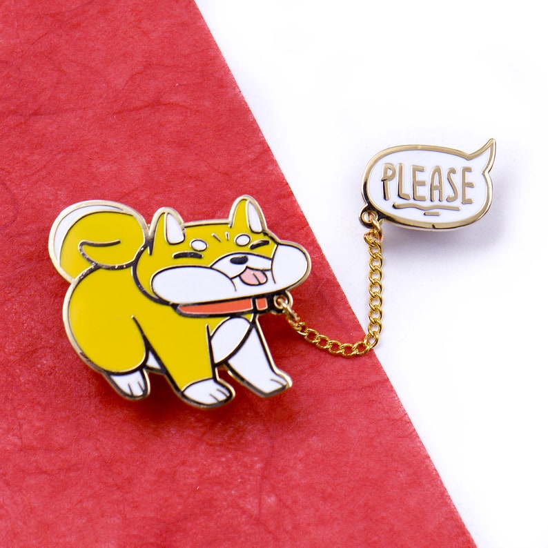 Shiba Inu Enamel Pin Please shiba Pin Doggo Dog collar Pin ...
