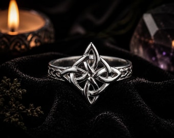 celtic jewelry, Sterling Silver Celtic Knot Ring, Trinity Knot Band, Gothic Wiccan Jewelry, Pagan Ring, Witchy Gift for Women