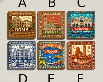 Italien Keramik Untersetzer Set - Roma Firenze Venezia Milano NapoliBologna Untersetzer Reisegeschenk