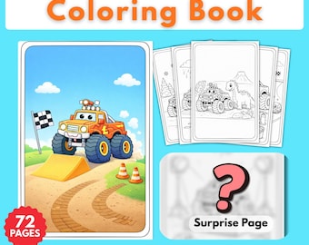 Kleurboek Monster Truck Avontuur | Leeftijd 3-5 | 60 pagina's + 10 bonuspagina's + 2 verrassingspagina's | 72 schattige kleurvoorbeelden | Afdrukbaar op A4- en US Letter-formaat