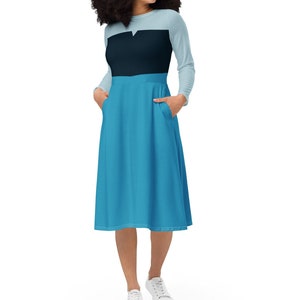 Ariel Blue Disneybound Long Sleeve Midi Dress