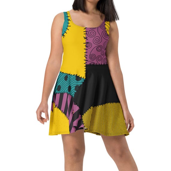 sally skater dress Disney | Dresses | Disney Nightmare Before Christmas Sally Patchwork Cold Shoulder Skater Dress M