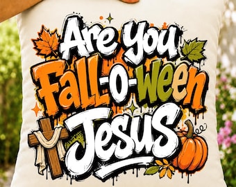 Christian Fall-O-ween Jesus Graffiti PNG, Matthew 4 19 Bible Verse (Digital Download)