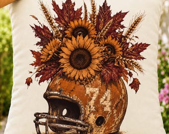 Fall Football PNG, Vintage Game Day Sublimation, Rustic Sunflower Helmet Clipart Design