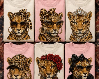 Glam Leopard PNG Bundle, Bling Design, Boujee Leopard Sublimation, Preppy Animal Print Graphic