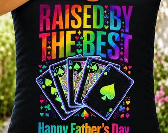Colorful Fathers Day PNG, Poker Dad Sublimation Design, Royal Flush Card Graphic, Digital Download