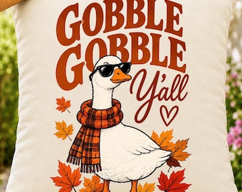 Gobble Gobble Yall PNG, Retro Thanksgiving Duck Sublimation, Fall DTF Graphic Clipart