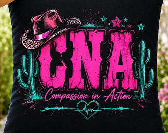 CNA PNG, Western Cowgirl Nurse Sublimation Design, Neon Country DTF Clipart
