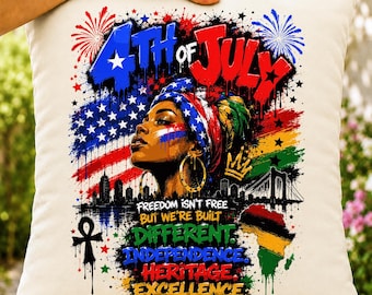 4th of July PNG, Black Woman Giftful Patriotic Design, Urban Street Art (Digital Download)