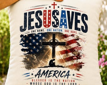 Jesus Saves USA Christian PNG, Patriotic 4th of July Faith Design (Digital Download)