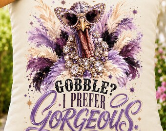 Glam Thanksgiving Turkey PNG, Rhinestone Sunglasses, Lavender Feathers (Digital Download)