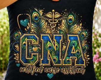 CNA Sublimation Design, Peacock Nurse PNG, Certified Nurse Assistant, Nursing School Gift
