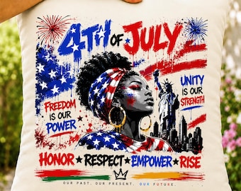 4th of July Black Woman PNG, Patriotic Afro American Graffiti Art (Digital Download)