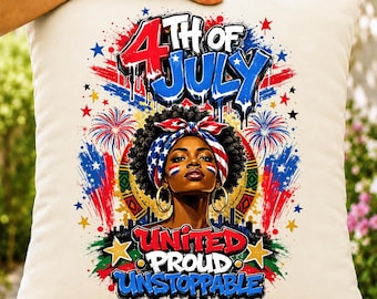 Afrocentric Black Girl 4th of July PNG, Patriotic Sublimation Design (Digital Download)