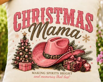 Christmas Mama PNG, Western Cowgirl Holiday Sublimation Design, Retro Leopard Christmas Clipart